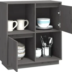 vidaXL Armarios Y Almacenamiento-Aparador de madera maciza de pino 74x35x80 cm