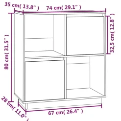 vidaXL Armarios Y Almacenamiento-Aparador de madera maciza de pino 74x35x80 cm