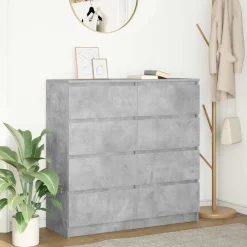 vidaXL Armarios Y Almacenamiento-Aparador de madera de ingeniería gris hormigón 100x35x99 cm