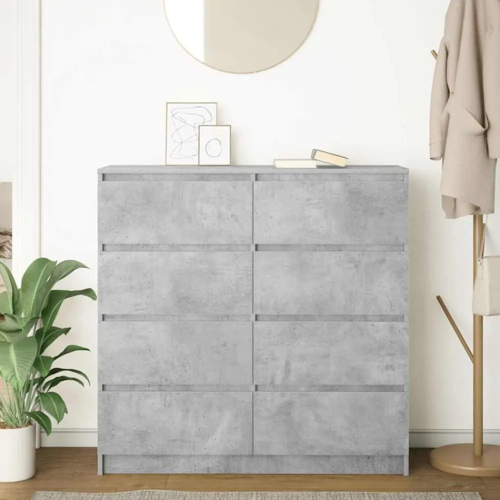 vidaXL Armarios Y Almacenamiento-Aparador de madera de ingeniería gris hormigón 100x35x99 cm