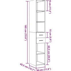 vidaXL Aparador de madera de ingeniería 30x42,5x185 cm Blanco Sale