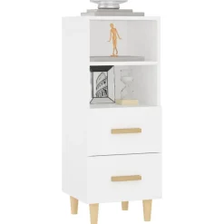 vidaXL Aparador de madera contrachapada 34,5x34x90 cm Blanco New