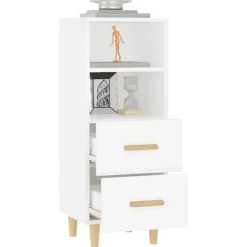 vidaXL Aparador de madera contrachapada 34,5x34x90 cm Blanco New