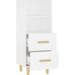 vidaXL Aparador de madera contrachapada 34,5x34x90 cm Blanco New