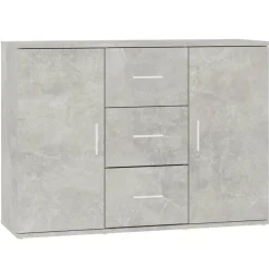 vidaXL Armarios Y Almacenamiento-Aparador de madera contrachapada gris hormigón 91x29,5x65 cm