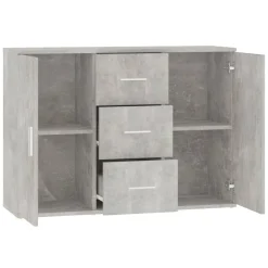 vidaXL Armarios Y Almacenamiento-Aparador de madera contrachapada gris hormigón 91x29,5x65 cm