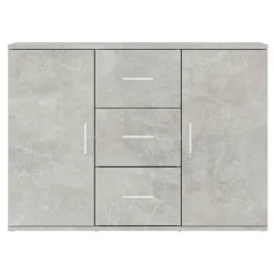 vidaXL Armarios Y Almacenamiento-Aparador de madera contrachapada gris hormigón 91x29,5x65 cm