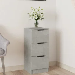 vidaXL Armarios Y Almacenamiento-Aparador de madera contrachapada gris hormigón 30x30x70 cm