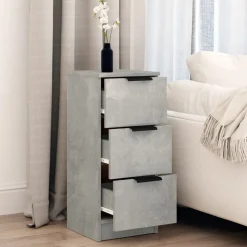 vidaXL Armarios Y Almacenamiento-Aparador de madera contrachapada gris hormigón 30x30x70 cm
