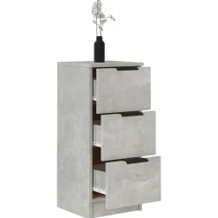 vidaXL Armarios Y Almacenamiento-Aparador de madera contrachapada gris hormigón 30x30x70 cm