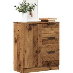 vidaXL Aparador de madera de ingeniería envejecida 60x30x70 cm Madera antigua Sale