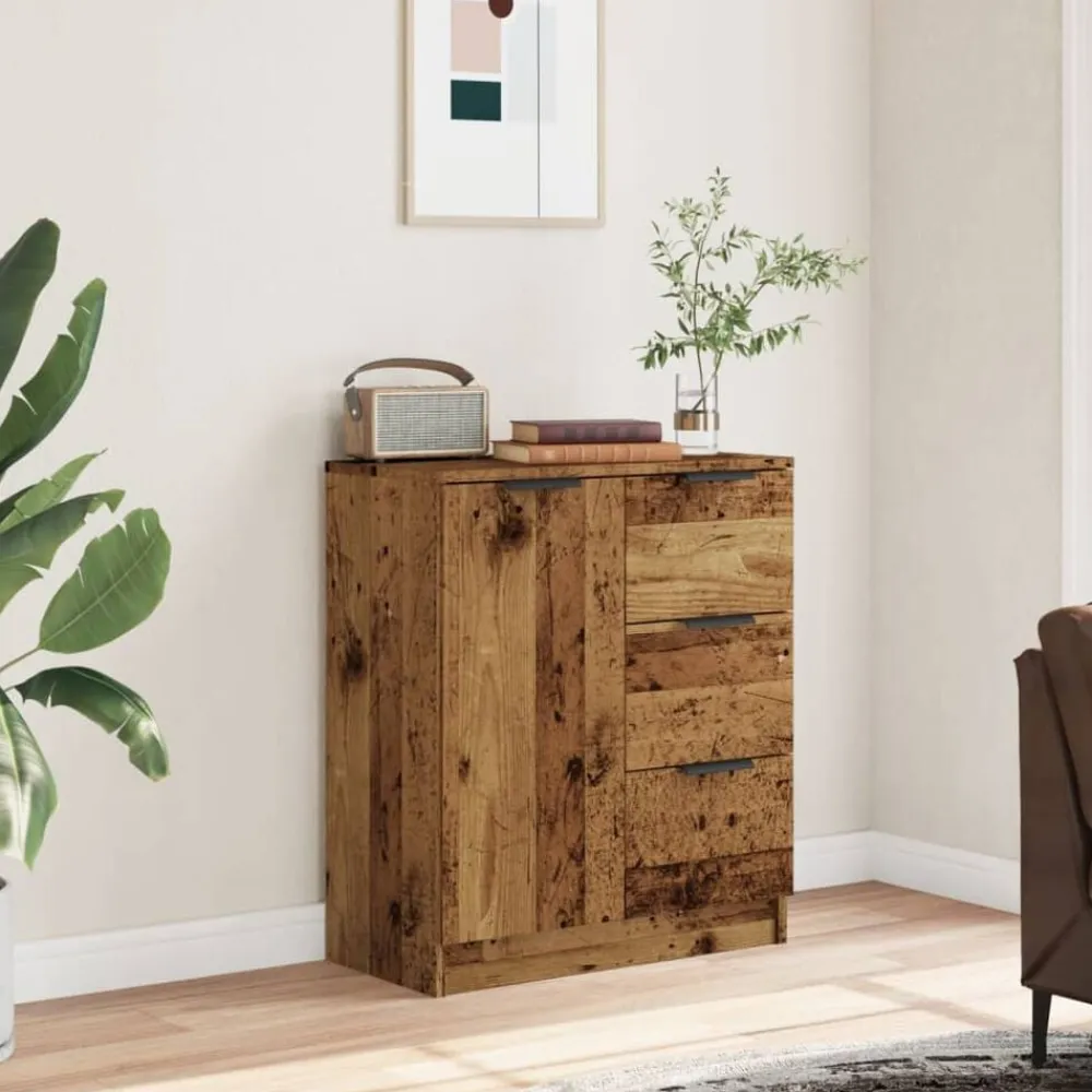 vidaXL Aparador de madera de ingeniería envejecida 60x30x70 cm Madera antigua Sale