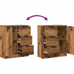 vidaXL Aparador de madera de ingeniería envejecida 60x30x70 cm Madera antigua Sale