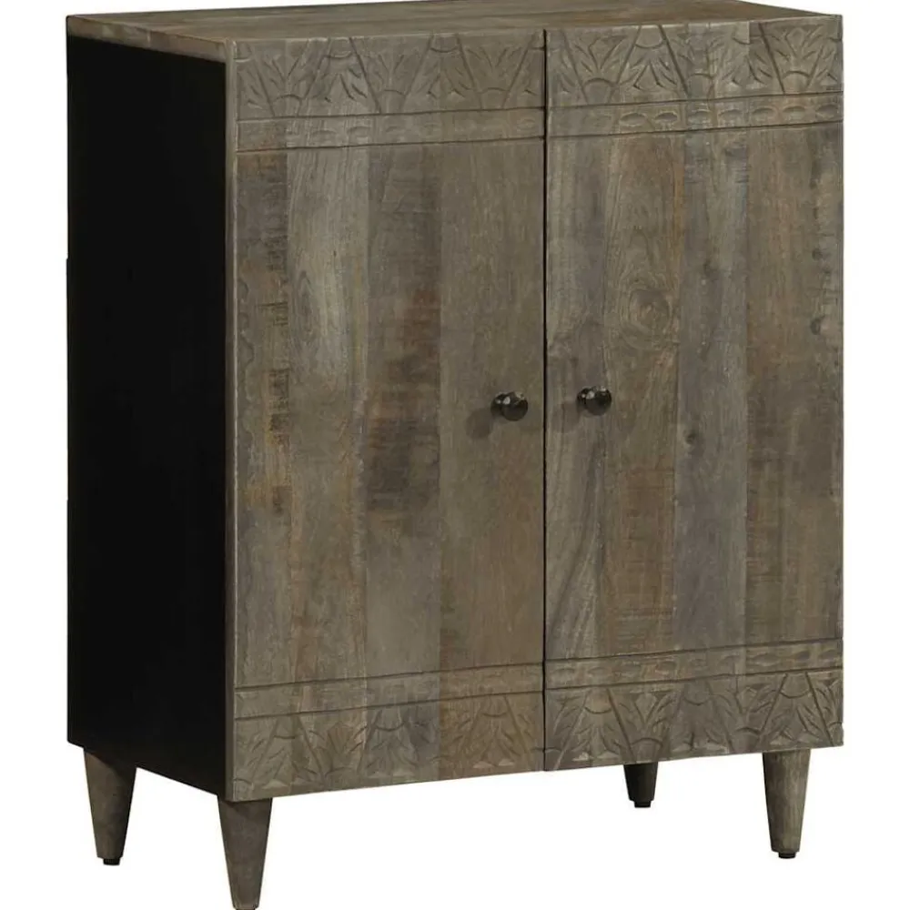 vidaXL Armarios Y Almacenamiento-Aparador de madera maciza de mango gris claro 60x33,5x75 cm