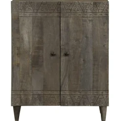 vidaXL Armarios Y Almacenamiento-Aparador de madera maciza de mango gris claro 60x33,5x75 cm