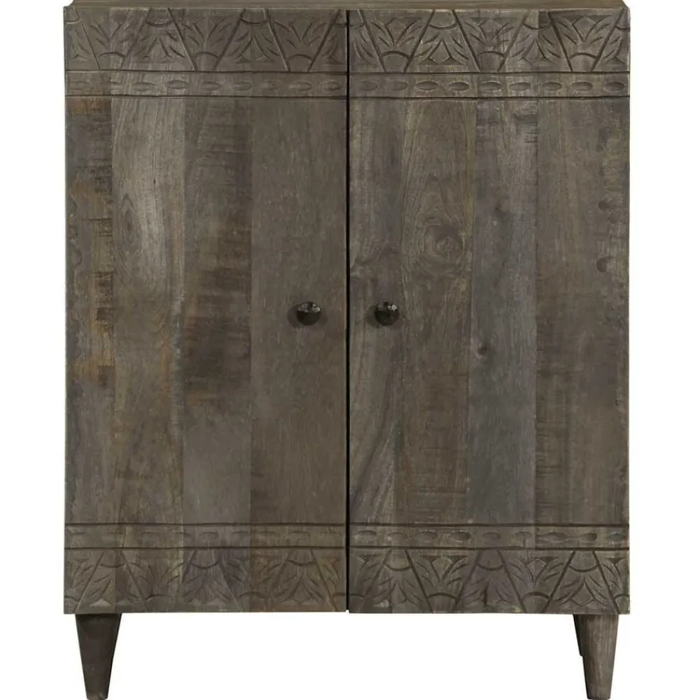 vidaXL Armarios Y Almacenamiento-Aparador de madera maciza de mango gris claro 60x33,5x75 cm