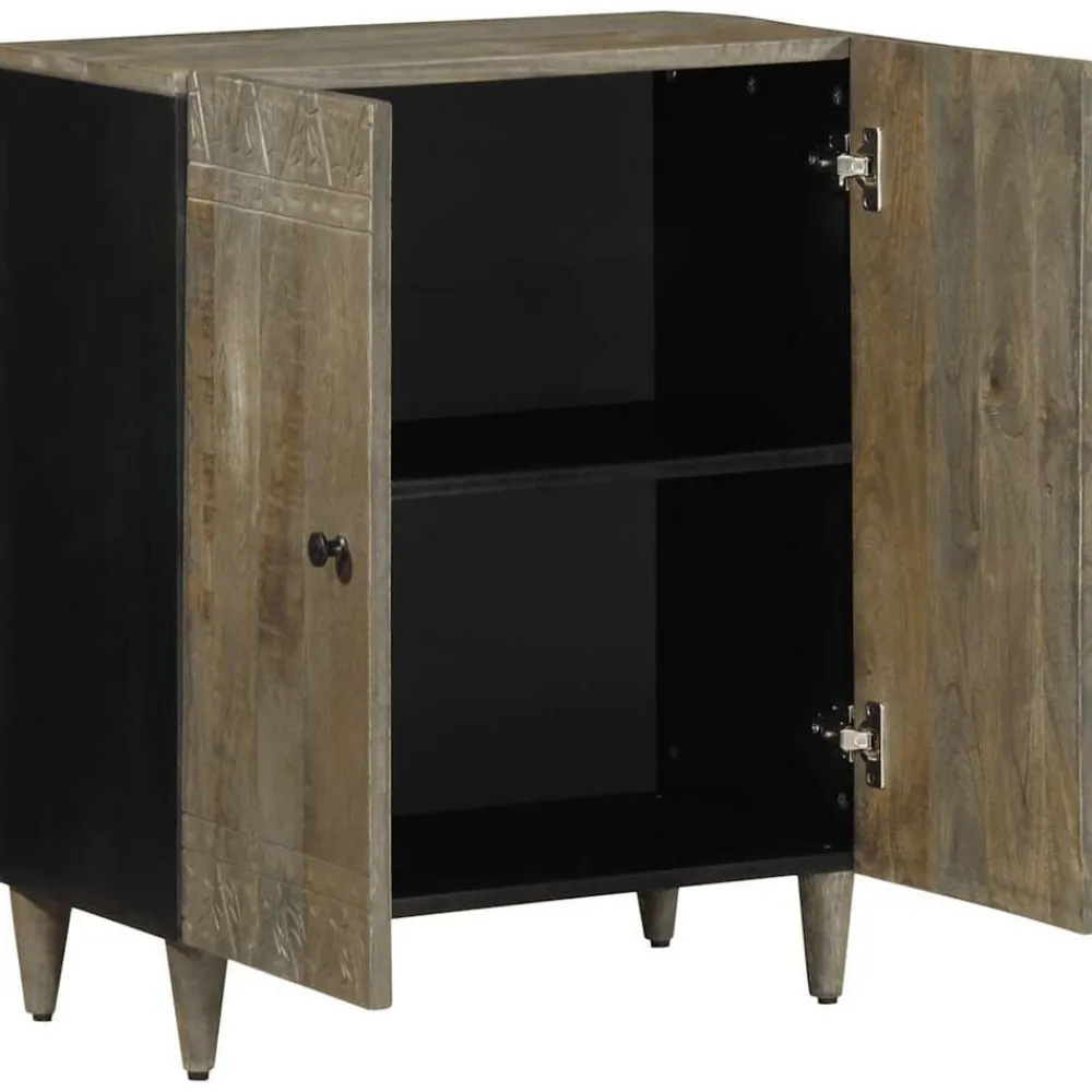 vidaXL Armarios Y Almacenamiento-Aparador de madera maciza de mango gris claro 60x33,5x75 cm