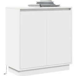 vidaXL Aparador LED con estante 71 x 34,5 x 75 cm Madera de ingeniería White New