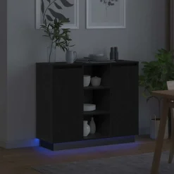 vidaXL Mesas-Aparador LED 90 x 32 x 75 cm Madera de ingeniería