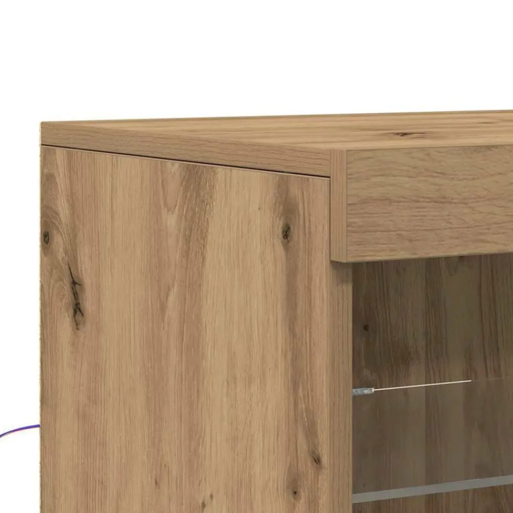 vidaXL Aparador LED Roble artesanal 60,5 x 37 x 100 cm Roble artisan Sale