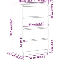 vidaXL Aparador madera contrachapada color 60x35x98,5 cm Roble Sonoma
