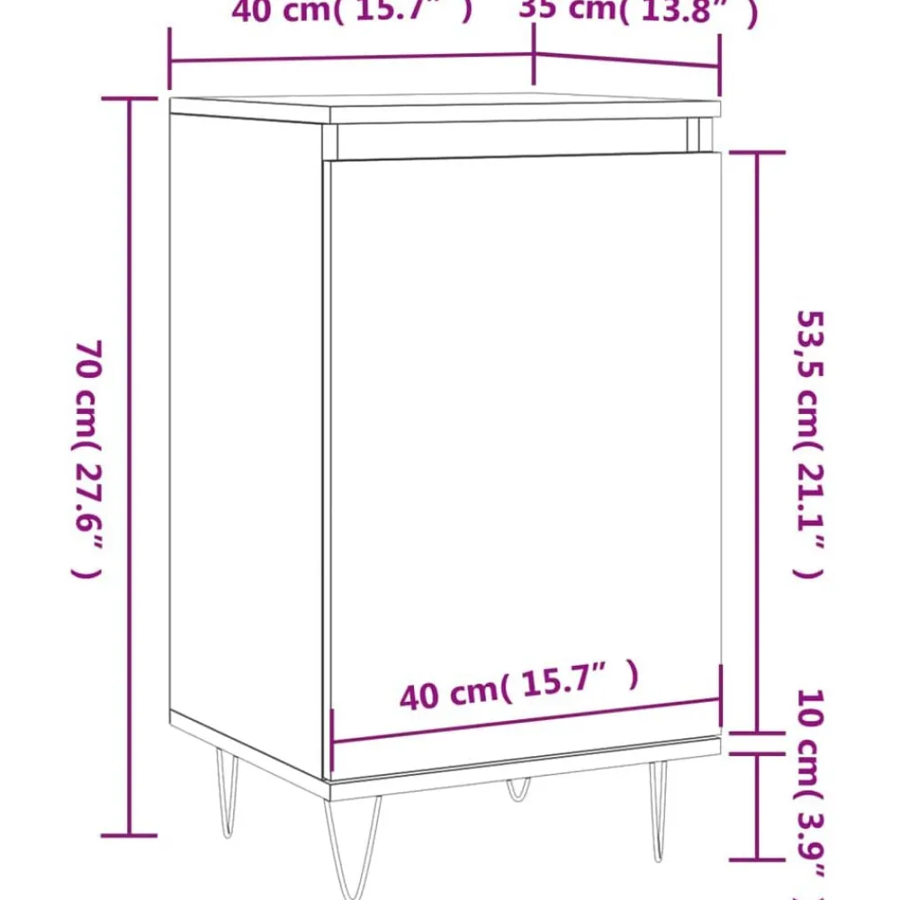 vidaXL Aparador madera de ingeniería 40x35x70 cm Blanco Outlet