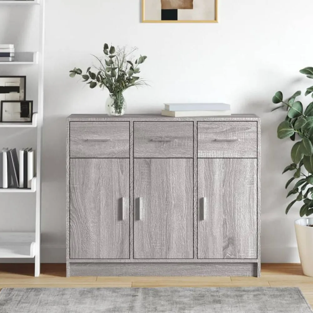 vidaXL Aparador madera de ingeniería 91x28x75 cm Gris sonoma Discount