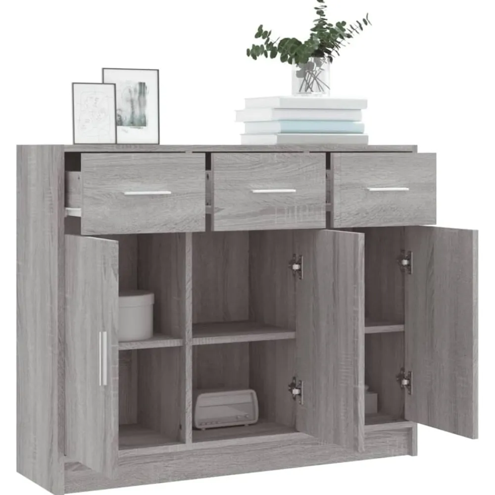 vidaXL Aparador madera de ingeniería 91x28x75 cm Gris sonoma Discount