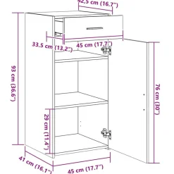 vidaXL Armarios Y Almacenamiento-Aparador madera de ingeniería 45x42,5x93 cm