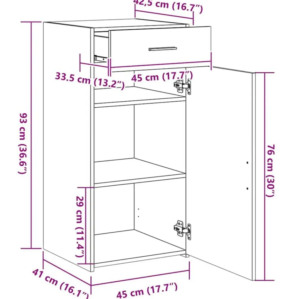vidaXL Armarios Y Almacenamiento-Aparador madera de ingeniería 45x42,5x93 cm
