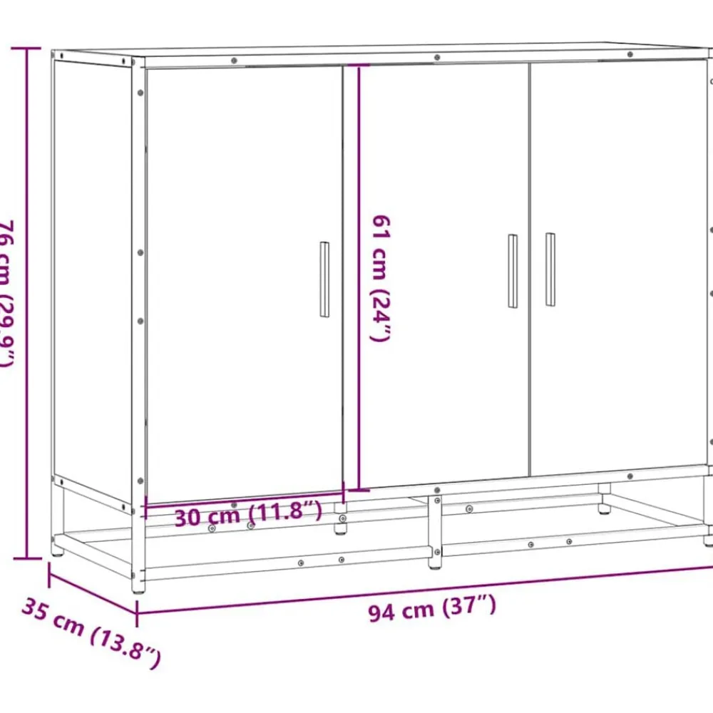 vidaXL Armarios Y Almacenamiento-Aparador madera de ingeniería 94x35x76 cm