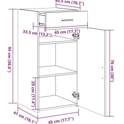 vidaXL Aparador madera de ingeniería 45x42,5x93 cm Gris sonoma