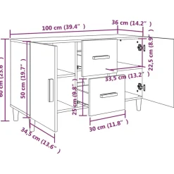 vidaXL Aparador madera de ingeniería 100x36x60 cm Roble ahumado Discount