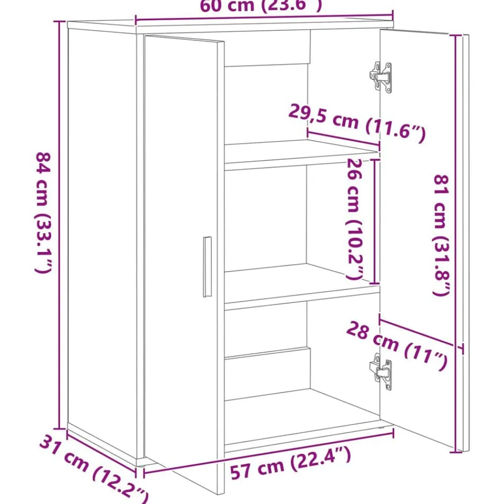 vidaXL Aparador Madera vieja 60 x 31 x 84 cm Madera de ingeniería Madera envejecida Best