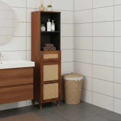 vidaXL Armarios Y Almacenamiento-Aparador Marrón 38 x 33,5 x 160 cm Madera de mango maciza