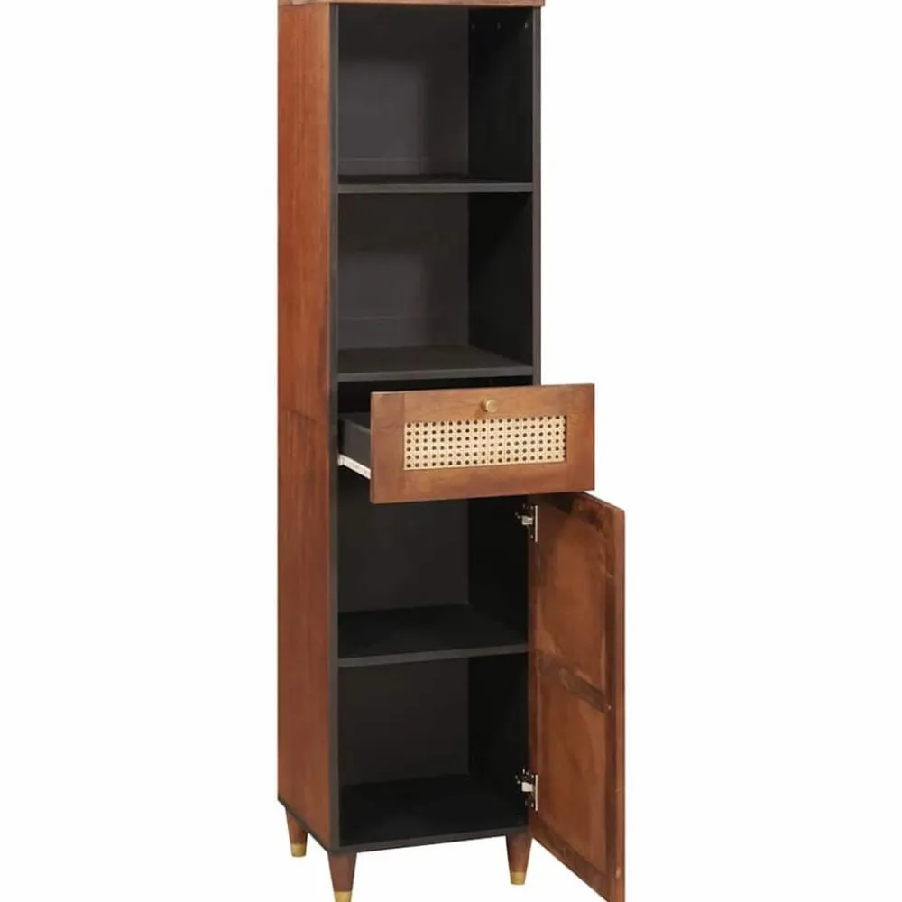 vidaXL Armarios Y Almacenamiento-Aparador Marrón 38 x 33,5 x 160 cm Madera de mango maciza