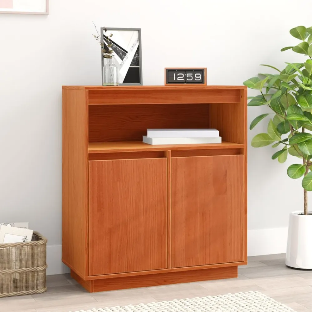 vidaXL Armarios Y Almacenamiento-Aparador Marrón cera 70 x 34 x 80 cm Madera de pino macizo