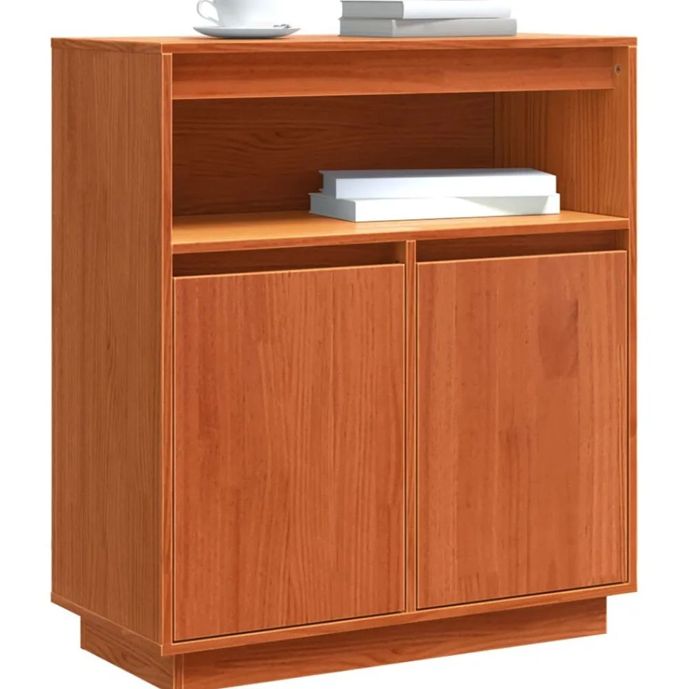vidaXL Armarios Y Almacenamiento-Aparador Marrón cera 70 x 34 x 80 cm Madera de pino macizo
