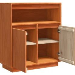 vidaXL Armarios Y Almacenamiento-Aparador Marrón cera 70 x 34 x 80 cm Madera de pino macizo