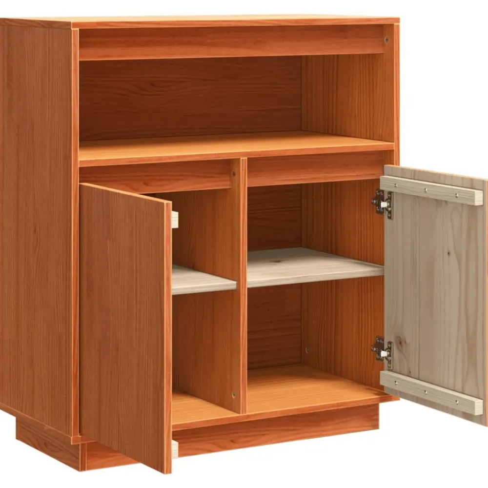 vidaXL Armarios Y Almacenamiento-Aparador Marrón cera 70 x 34 x 80 cm Madera de pino macizo