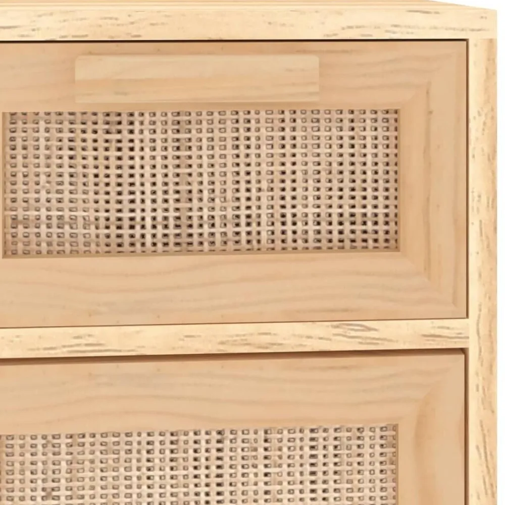 vidaXL Aparador marrón madera pino maciza y ratán natural 60x30x75 cm Marrón Hot