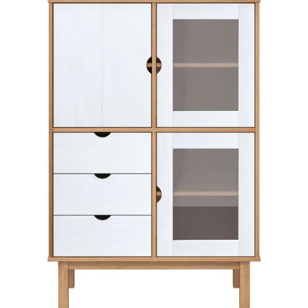 vidaXL Armarios Y Almacenamiento-Aparador OTTA madera maciza pino marrón y blanco 85x43x125 cm