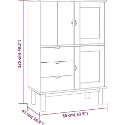vidaXL Armarios Y Almacenamiento-Aparador OTTA madera maciza pino marrón y blanco 85x43x125 cm