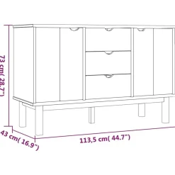 vidaXL Armarios Y Almacenamiento-Aparador OTTA madera maciza pino 113,5x43x73 cm