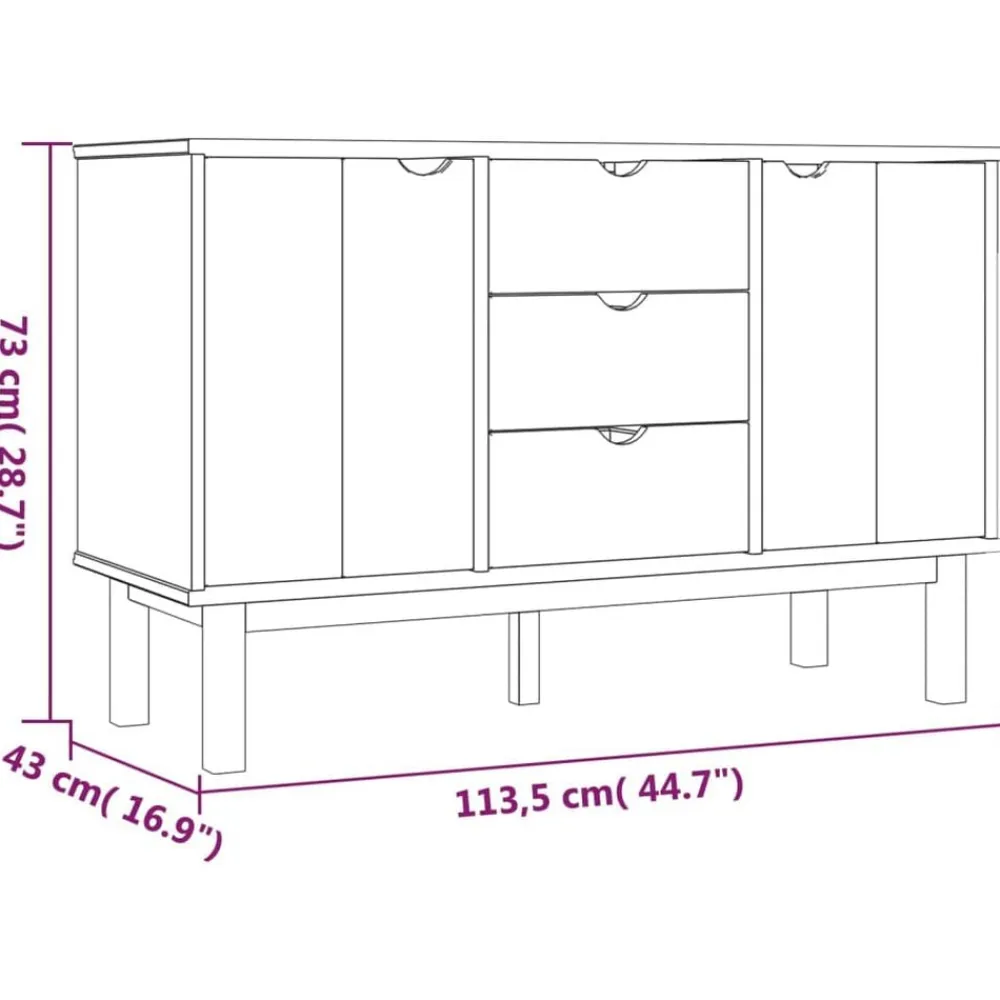 vidaXL Armarios Y Almacenamiento-Aparador OTTA madera maciza pino 113,5x43x73 cm