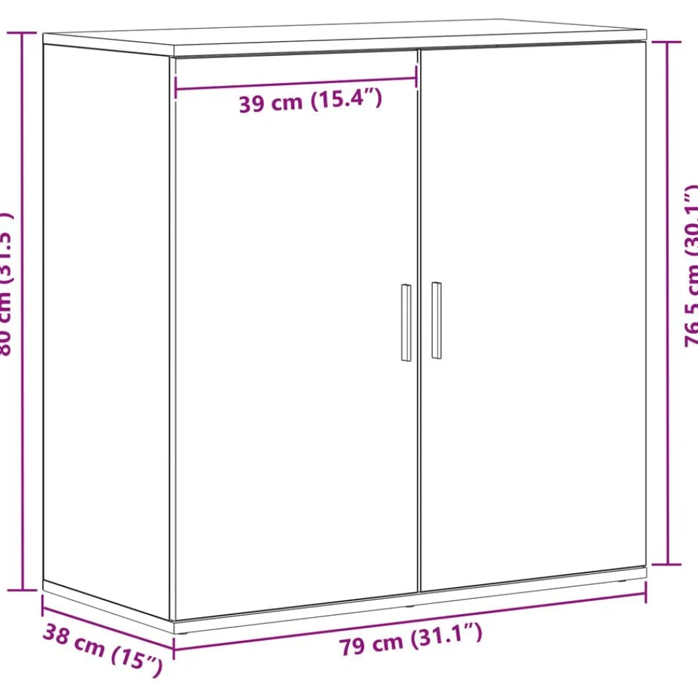 vidaXL Armarios Y Almacenamiento-Aparador Roble artesanal 79 x 38 x 80 cm Madera de ingeniería