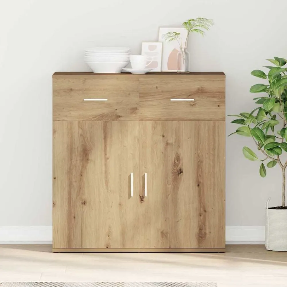 vidaXL Armarios Y Almacenamiento-Aparador Roble artesanal 78 x 38 x 80 cm Madera de ingeniería