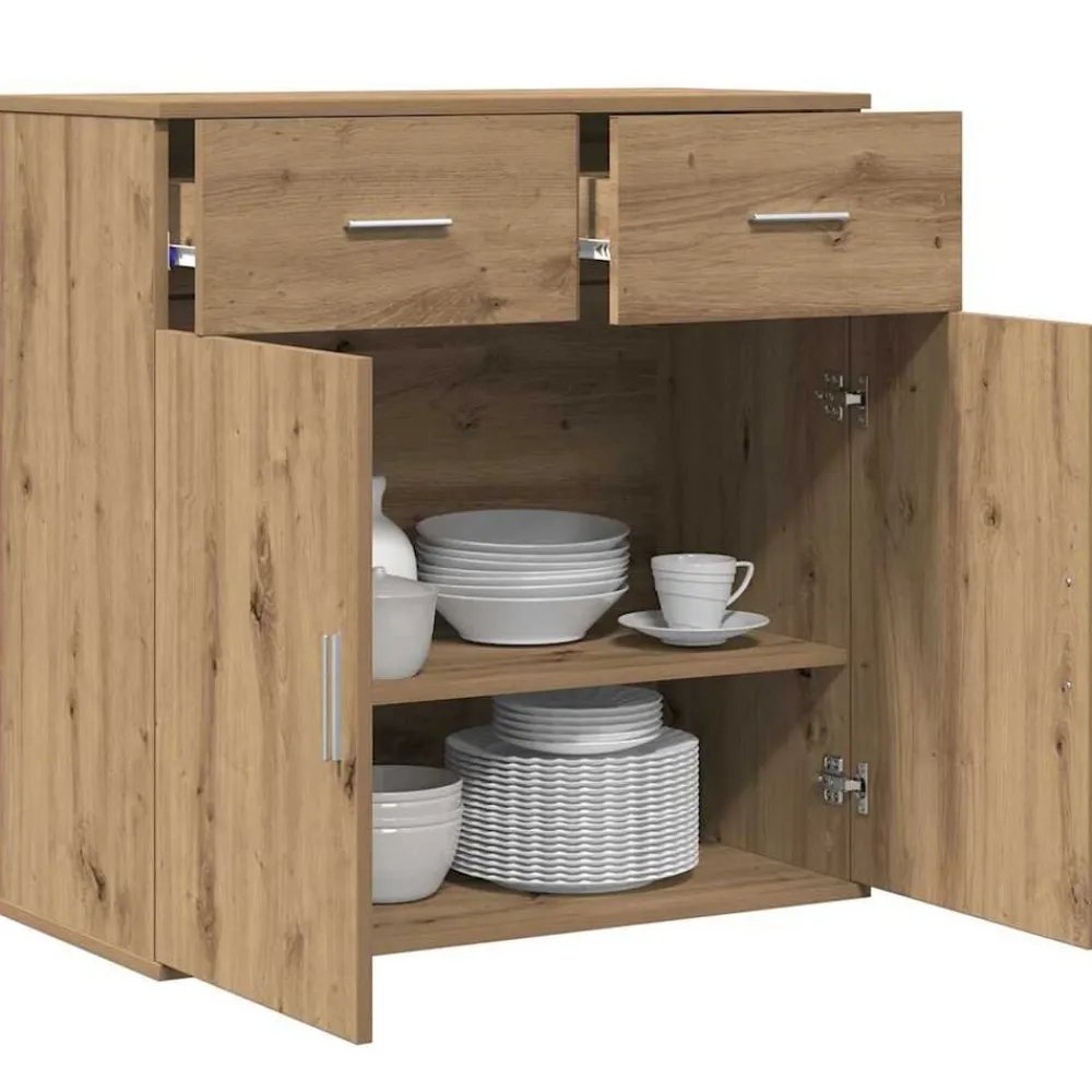 vidaXL Armarios Y Almacenamiento-Aparador Roble artesanal 78 x 38 x 80 cm Madera de ingeniería