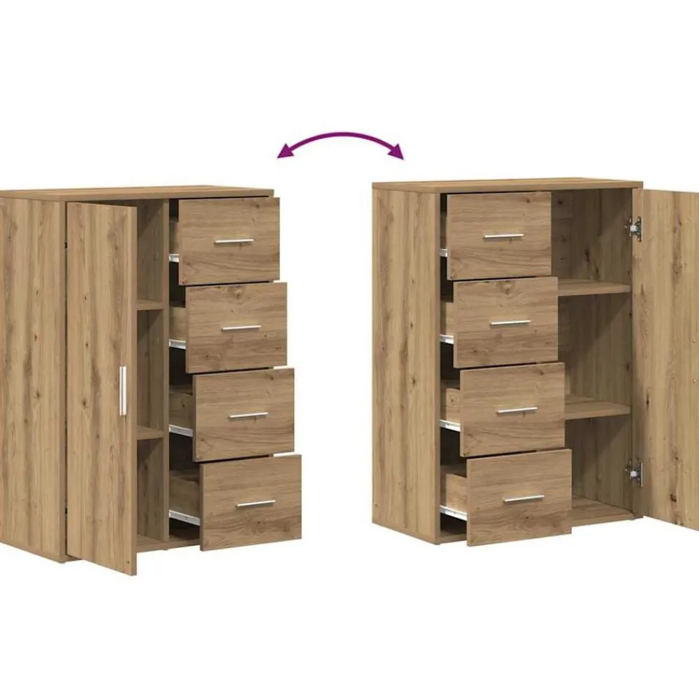 vidaXL Armarios Y Almacenamiento-Aparador Roble artesanal 60 x 31 x 84 cm Madera de ingeniería