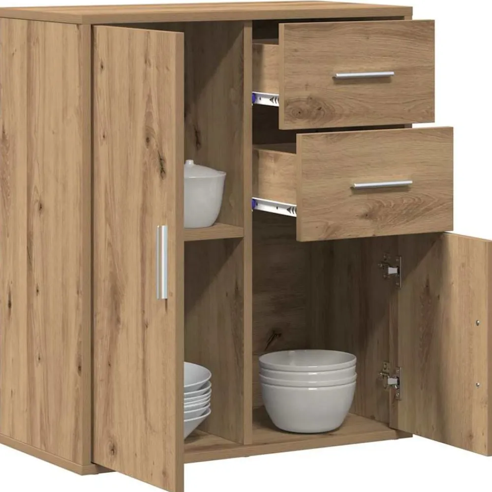 vidaXL Armarios Y Almacenamiento-Aparador Roble artesanal 60 x 31 x 70 cm Madera de ingeniería